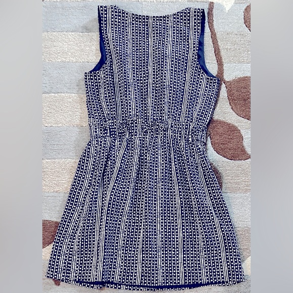 Madewell Sleeveless Silk Navy + White Batik Spots & Stripes Paper Bag Tank Dress - Picture 7 of 7